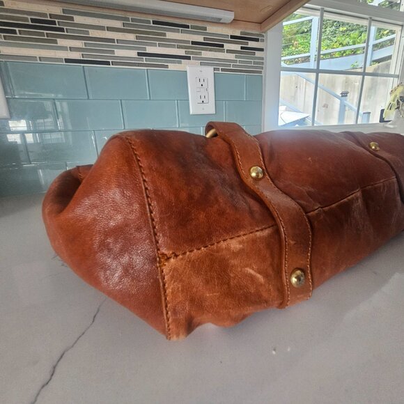 Miu Miu Brown Vitello Lux Leather Gathered Tote Handbang - Picture 5 of 7